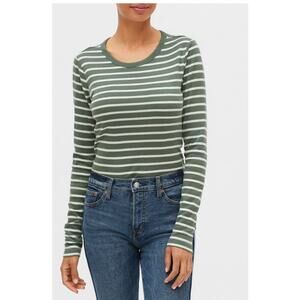 (L) $40 NWOT Gap Favorite Stripe Crewneck T-Shirt Green White